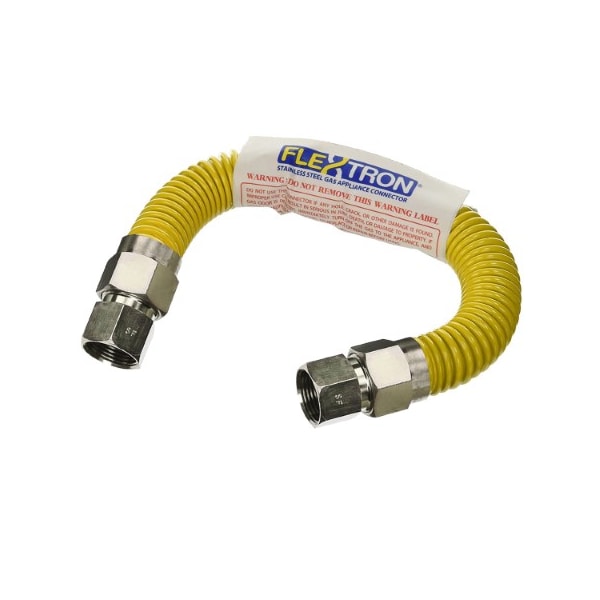 Flextron Gas Line Hose 1/2'' O.D.x12'' Len 3/8" FIP Fittings Yellow Coated Stainless Steel Flexible Connector FTGC-YC38-12H - main